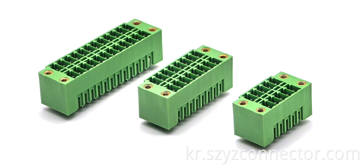 Pluggable Terminal Blocks Male Green Bent Corner with Lug 2*5P/2*8P/2*12P